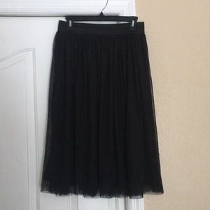 Black Tulle Midi Skater Skirt